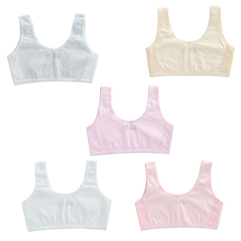 Haha Áo Lót Cotton Pha Phối Lưới 5 Màu Tùy Chọn Cho Bé Gái 8-10 10-12 14-16 Tuổi