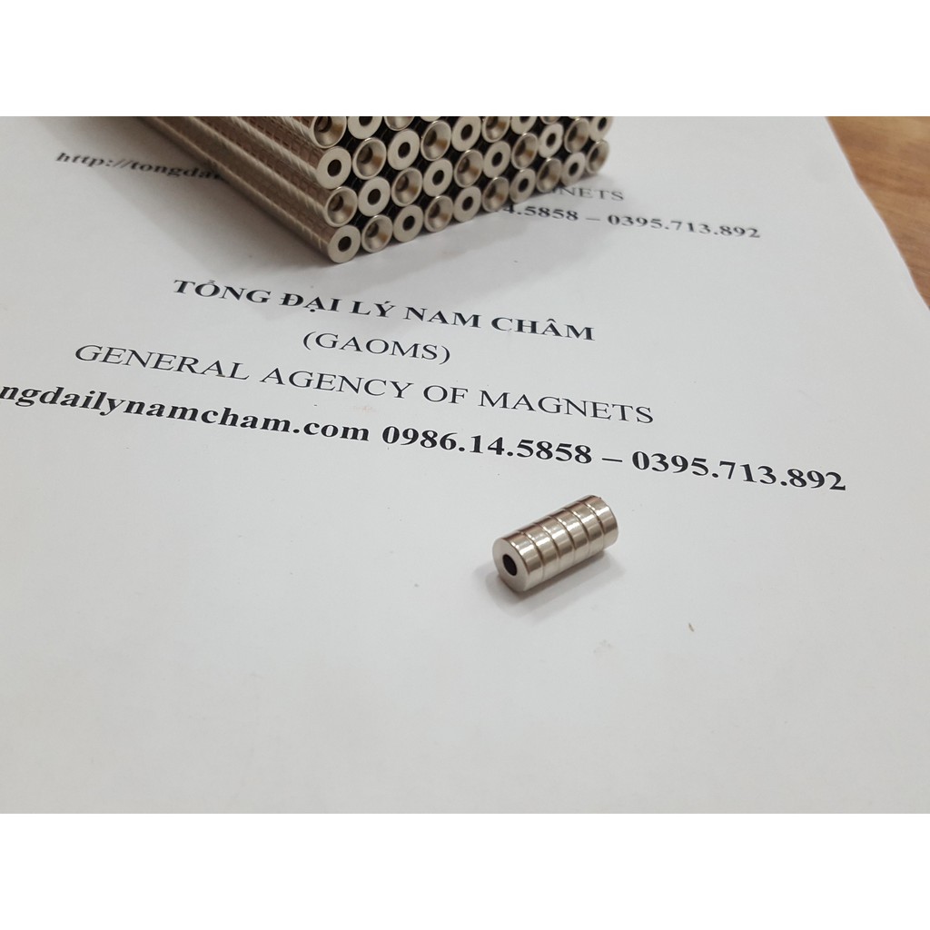 Nam châm 8x3 lỗ 3mm, nam châm viên có lỗ vát bắt vít lực hút mạnh