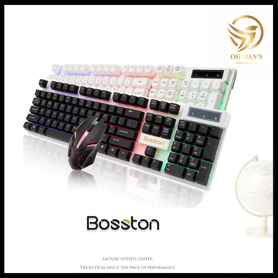 [Mã SKAMPUSHA7 giảm 8% đơn 250k]Combo Chuột Bàn Phím Cơ Bosston Bàn Phím Giả Cơ Led Gaming Có Dây Chơi Game