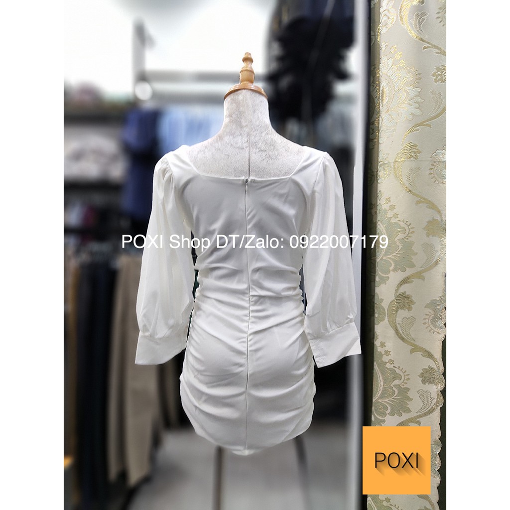 Đầm Cổ Vuông Tay Phồng Thân Nhún CHICO