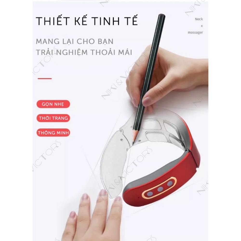 Máy Massage Cổ Vai Gáy Xung Điện 4 Đầu Tiếp Xúc 6 Chế Độ Massage 9 Mức, Tính năng Chườm Nóng 42 Độ C, Bảo Hành 12 Tháng