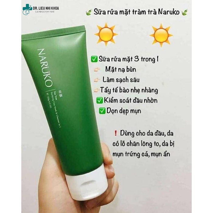 Dr.lieu-Sữa rửa mặt Naruko Tea Tree Purifying Clay Mask and Cleanser 120 gr