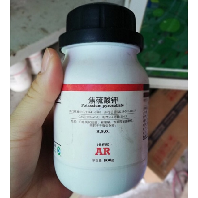 Hóa chất K2S2O7 Xylong 7790-62-7 Potassium Pyrosulfate 98.0% Kali pyrosunfat lọ 500g
