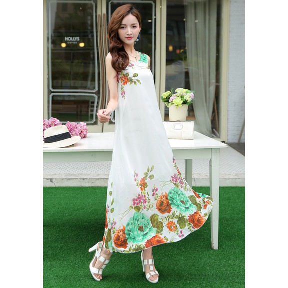Đầm maxi voan  kèm dây thắt lưng hoa DX08 - Đầm suông maxi đi biển, đi dạo phố  damdutiecmaxi2019 | BigBuy360 - bigbuy360.vn
