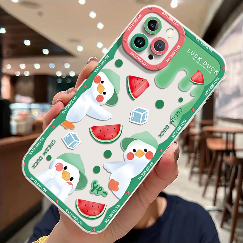 Ốp Điện Thoại Silicon TPU Mềm Trong Suốt In Hình Vịt Hoạt Hình Cho IPhone 14 13 12 11 Pro X XR XS Max SE 6 6S 7 8 Plus