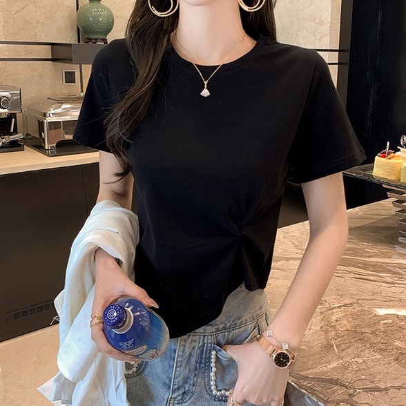 Áo Thun cotton / Áo Thun Tay Ngắn Dáng Ôm Co Giãn Phong Cách Mới Cho Nữ