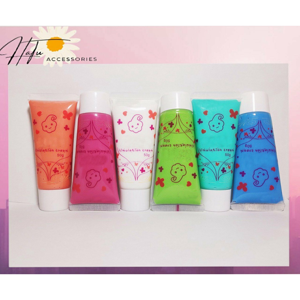 Kem keo trang trí 50g dạng sệt (tặng kèm đầu bắt kem), hàng sẵn có, nguyên liệu decor ốp điện thoại, charm, kẹp tóc, DIY
