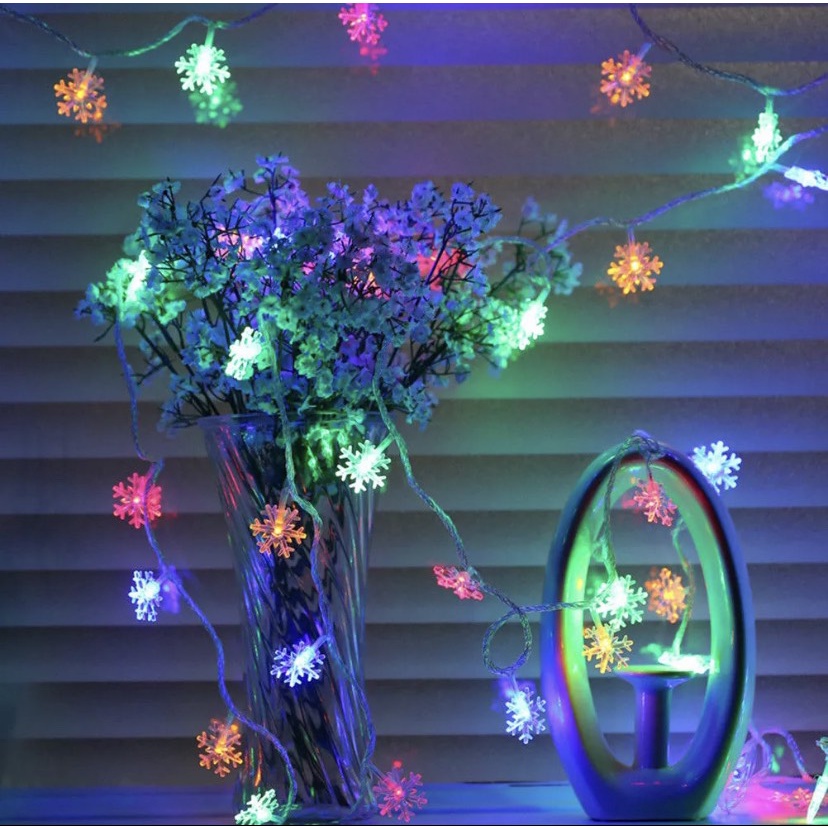 Dây Đèn Led 3 Mét 20 Bông Tuyết Trang Trí Siêu Lung Linh Trang Trí Tiệc Noel, Nhà Cửa, Quán Cà Phê