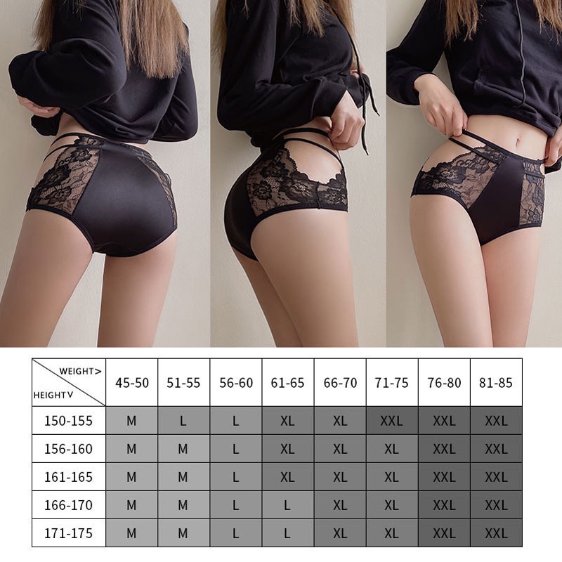 Set 1 / 3 Quần Lót Ren Lưng Cao Nâng Mông Plus Size M-XXL ZXYOUPING