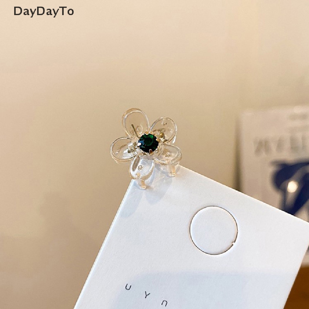 Set 4 Kẹp Tóc Càng Cua Mini Trong Suốt Đính Đá Hình Hoa Cho Nữ