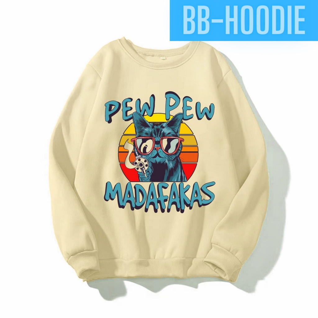 Áo sweater unisex form rộng PEWPEW MADAFAKAS siêu đẹp