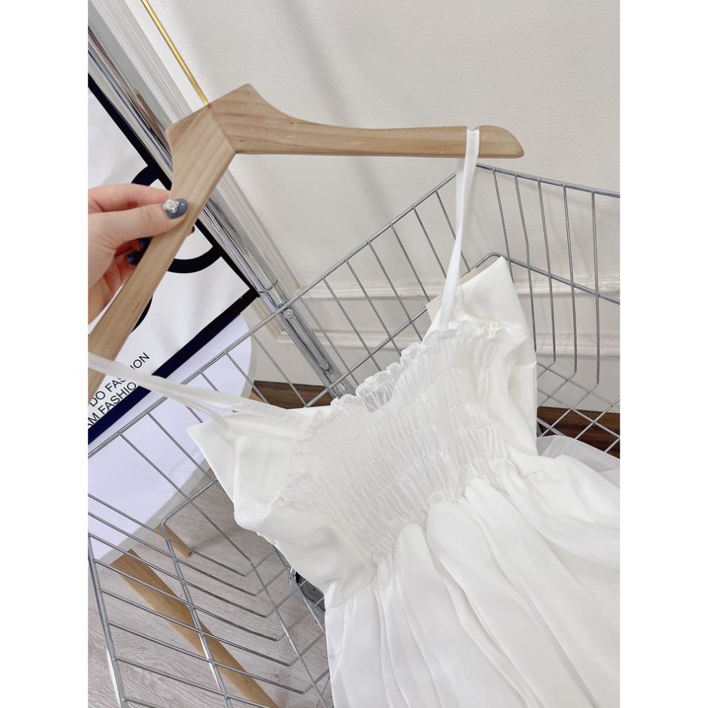 [ 𝐅𝐑𝐄𝐄 𝐒𝐇𝐈𝐏 ]  VÁY 2 DÂY NƠ NGỰC DÁNG XÒE TIỂU THƯ ĐẦM TRẮNG NỮ