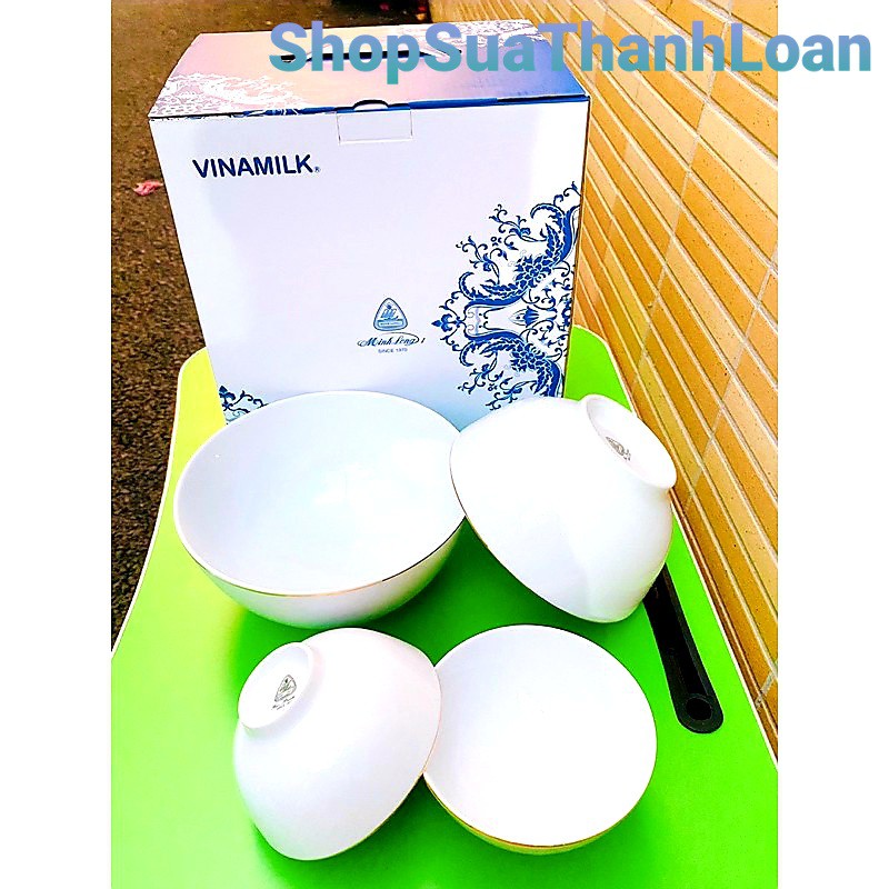 [GIAO GRAB-NOW] BỘ 4 MÓN TÔ CHÉN CAO CẤP MINH LONG - HÀNG KM CỦA VINAMILK