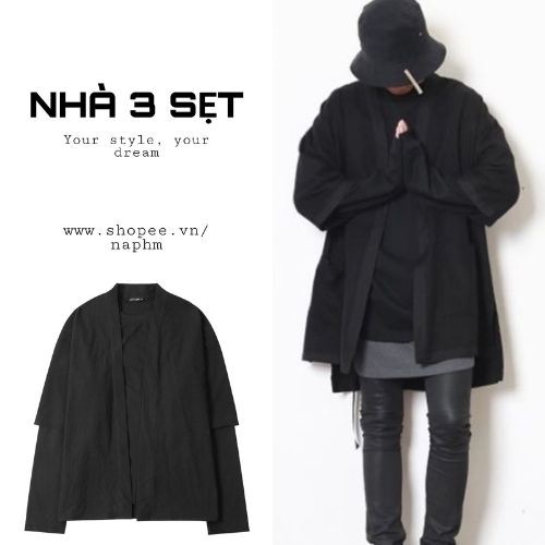 Áo khoác nhật bản ulzzang unisex đen