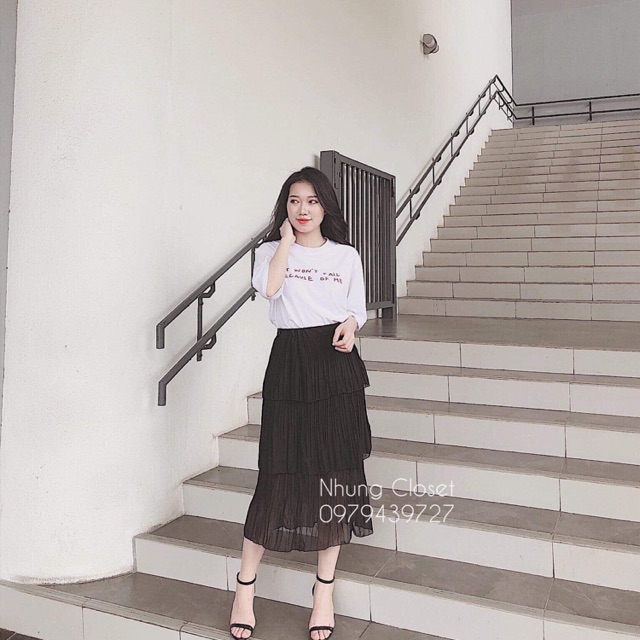 Váy xếp li tầng