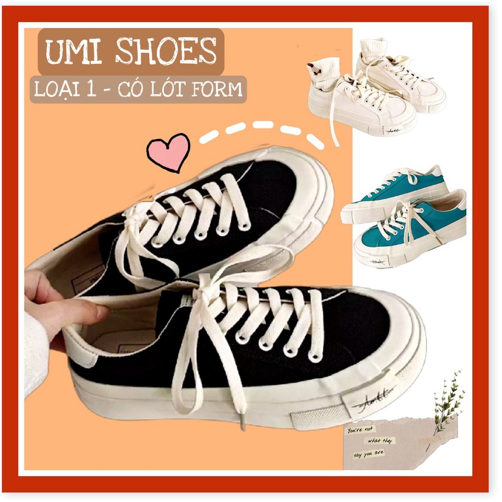 Giày thể thao nữ đế bằng bánh mì basic độn đế vải canvas bata mới hot phong cách retro ulzzang đẹp cá tính đ
