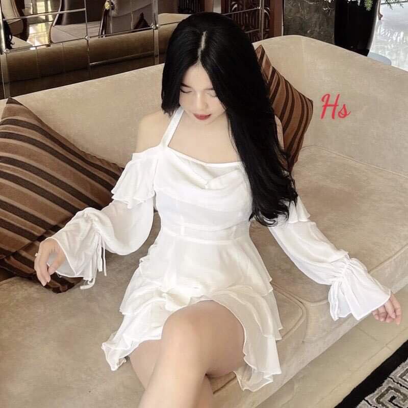 Váy von 2 lớp bèo 3 tầng nơ tay HS6