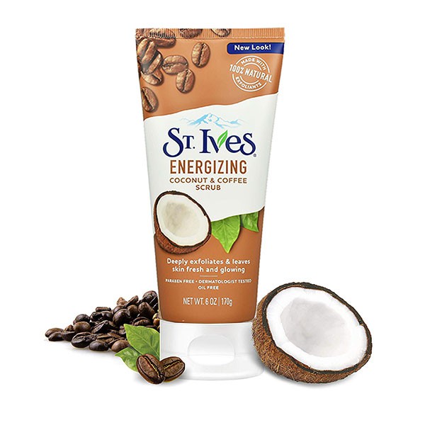 Sữa rửa mặt và tẩy tế bào chết Rise &amp; Energize Coconut &amp; Coffee Scrub St.ives