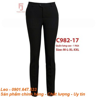 Quần tây Thái hòa lưng cao màu đen C982-17
