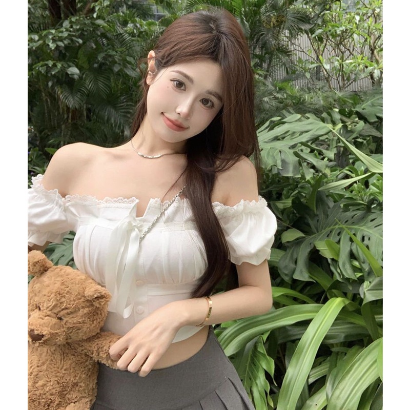 Áo Kiểu Tay Ngắn Cổ Vuông Thời Trang Mùa Hè Quyến Rũ Cho Nữ