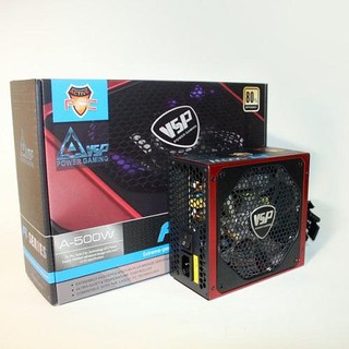 Nguồn công suất thực VSP A500W chuyên game đồ họa fan đèn led 4 màu tặng dây nguồn