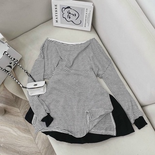 Set áo kẻ sọc + chân váy đen - ciara