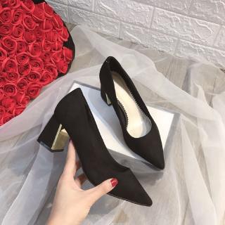[Shopee trợ giá] Giày cao gót da lộn gót vuông 5 phân