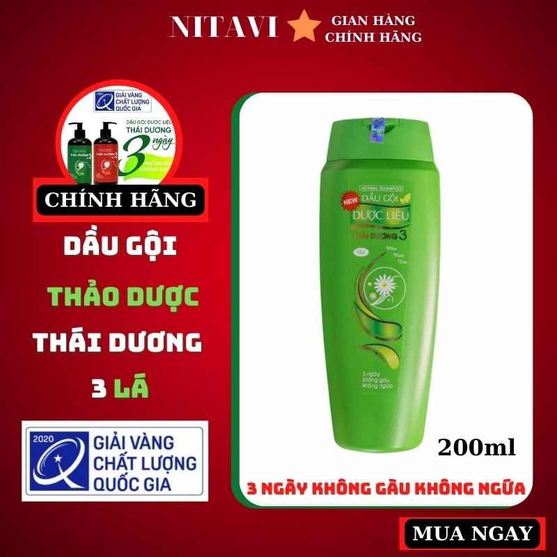 Dầu gội THÁI DƯƠNG 3 thảo dược dược liệu thiên nhiên ngăn dụng tóc bạc tóc gàu và ngứa