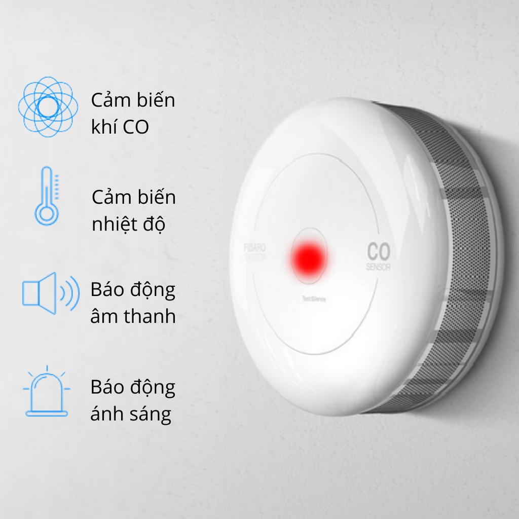 Cảm biến khí CO FIBARO CO Sensor công nghệ Z Wave - Hỗ trợ Apple HomeKit - Bảo hành 12 tháng