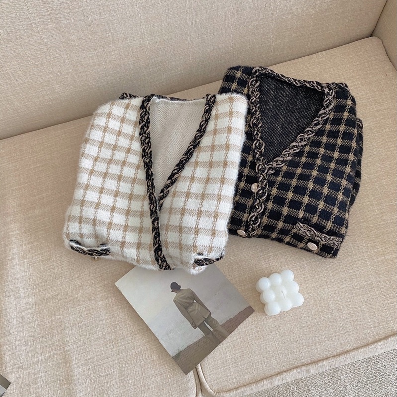 ÁO CARDIGAN DẠ LÔNG KẺ SỌC TWEED | BigBuy360 - bigbuy360.vn