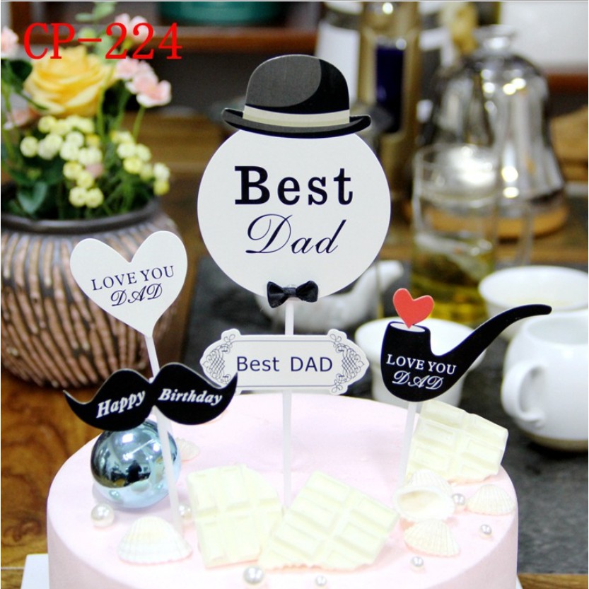 Set hình giấy chủ đề sinh nhật bố trang trí bánh sinh nhật, set giấy chúc mừng sinh nhật bố, happy birthday dad