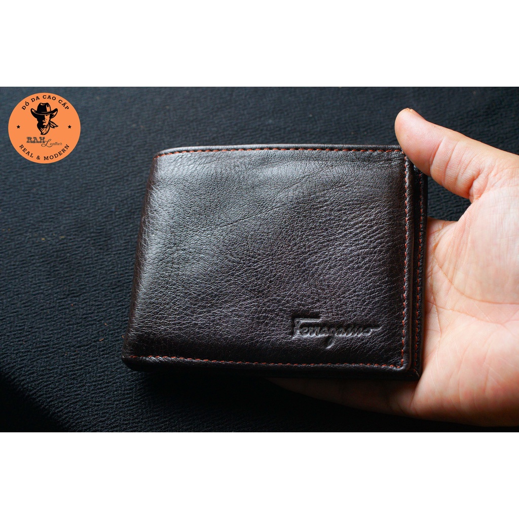 Ví nam da bò màu đen dáng ngang - RAM Leather