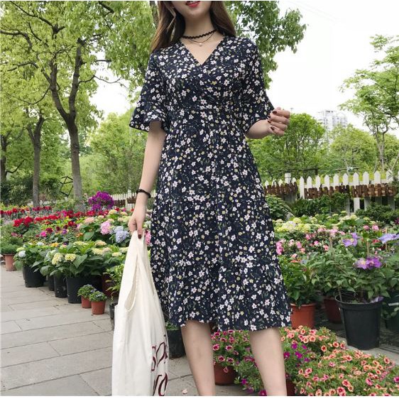 Đầm Maxi hoa nhí - Đầm tiểu thư vintage-VD005 | BigBuy360 - bigbuy360.vn
