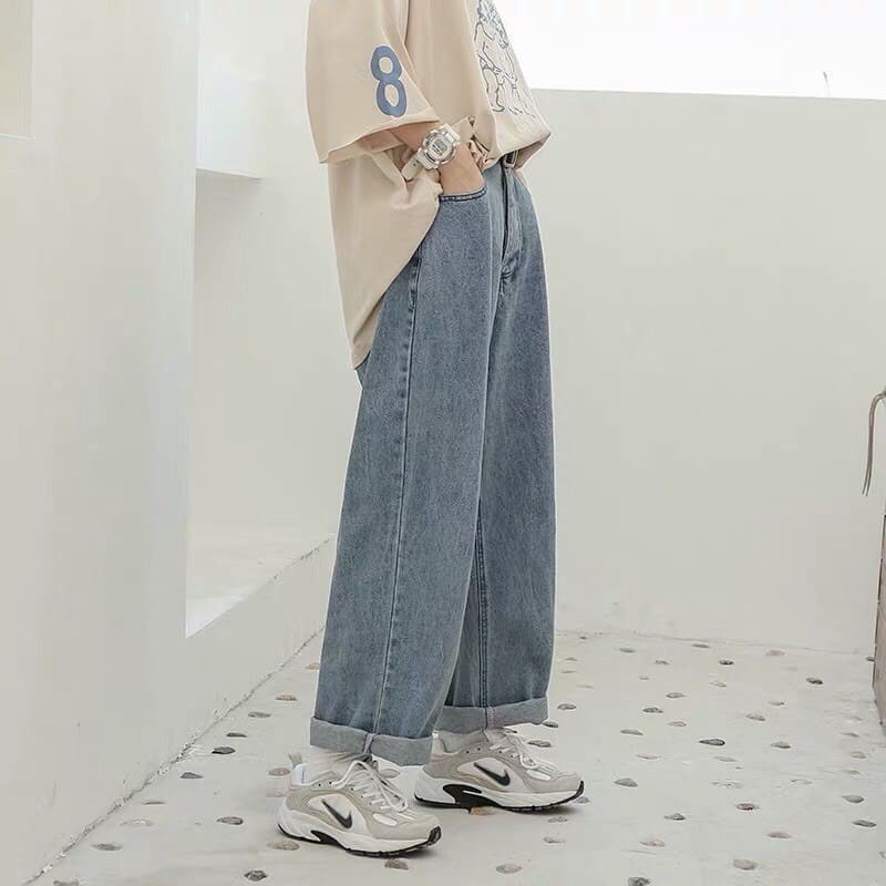 Quần Jean Nam - Quần Jean Nam baggy Ống Rộng - Jean dày wash màu đẹp