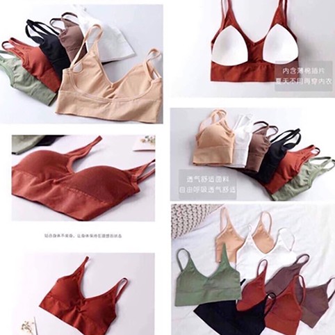 Áo ngực, áo bra thể thao chất liệu cotton len tăm freesize hở lưng dáng chữ U siêu hot