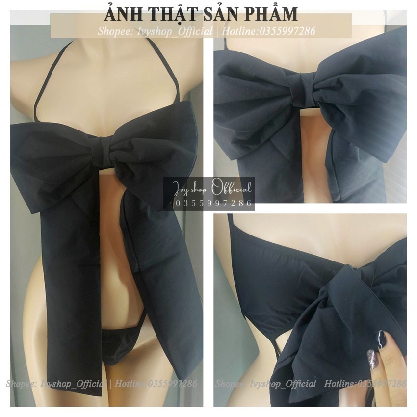 Đồ Lót Sexy Nữ Lọt Khe Gợi Cảm Set Bikini 3 Điểm Gắn Nơ Gợi Cảm Sleepwear Nơ 001