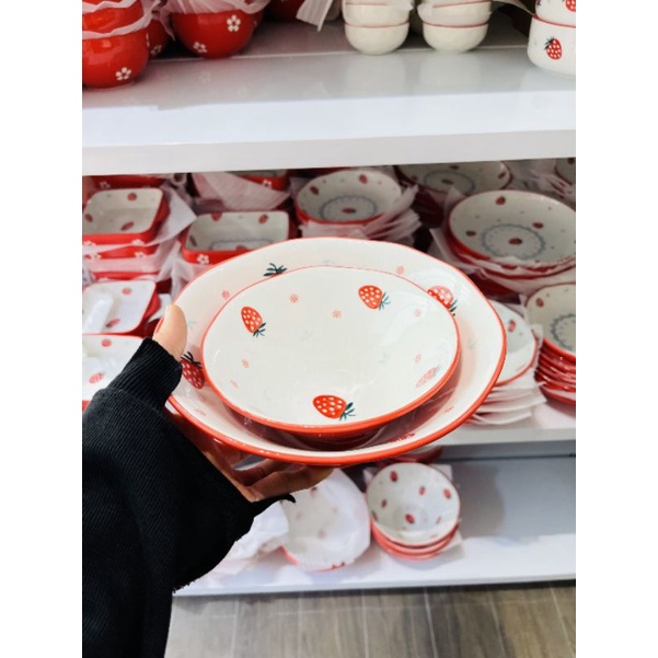 🍓Bộ bát đĩa dâu đỏ tách lẻ món🍓