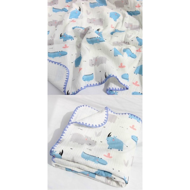 Chăn nhăn cotton mềm viền kèm túi rút Popular 110x110cm cao cấp