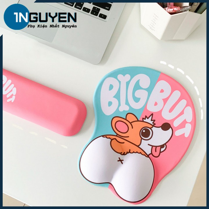 Miếng Lót Chuột Có Đệm Tay Silicon Hình Mông Cún Cực Dễ Thương, Bàn Di Chuột Cute