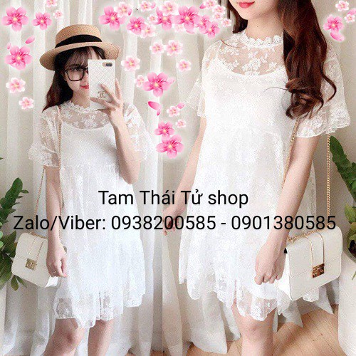 ĐẦM SUÔNG REN XÒE 2 LỚP RỜI TAY CON