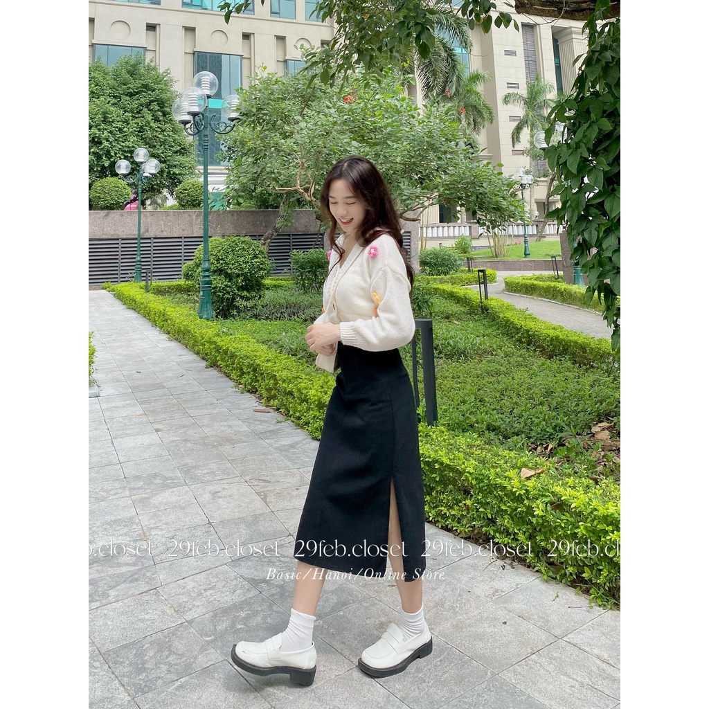 Chân váy jeans dáng dài xẻ 1 bên có tag - 29feb.closet - CV12