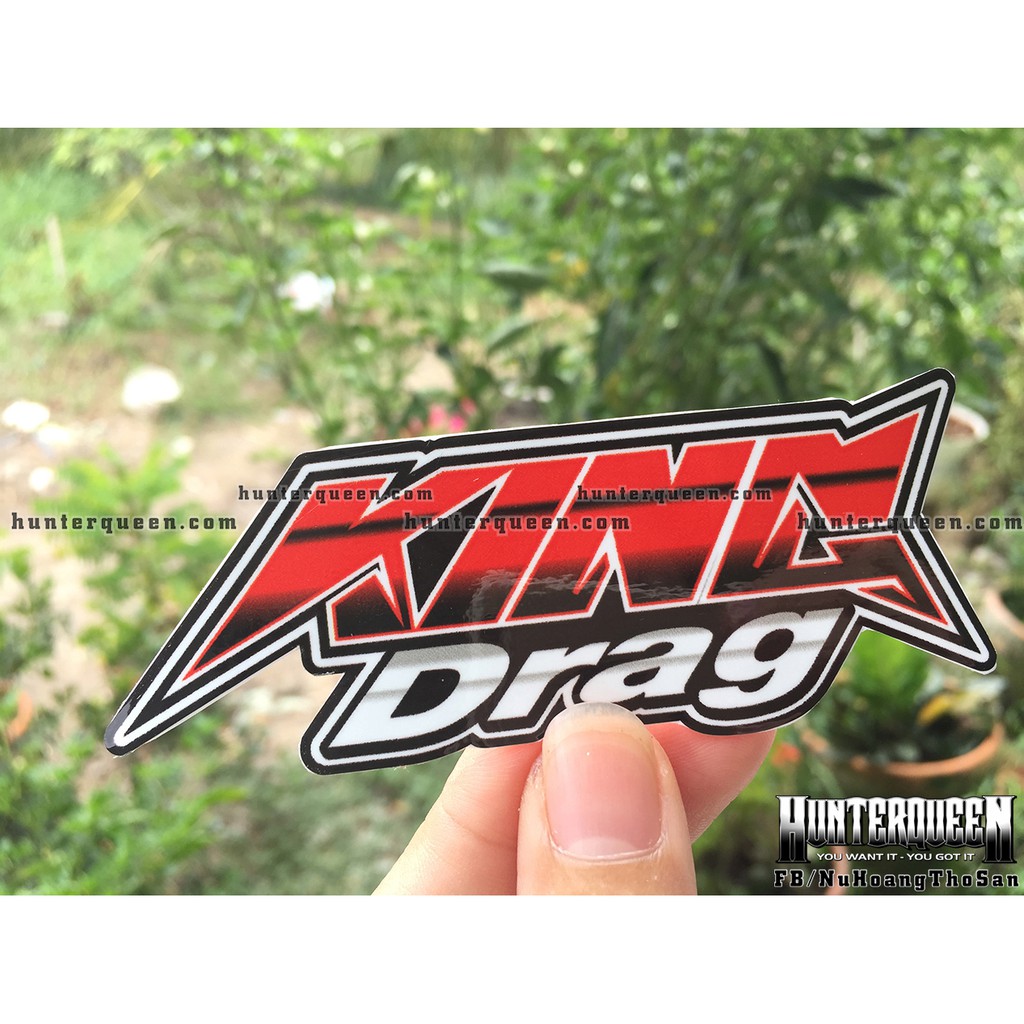 Cặp chữ KingDrag xanh / đỏ [10x3.5cm]. Tùy chọn in màu khác theo ý khách. Decal hình dán logo chống nước