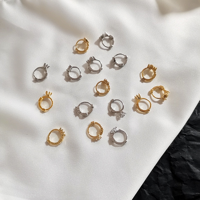 Khuyên Tai Tròn Đính Đá Zircon Thời Trang Hàn Quốc