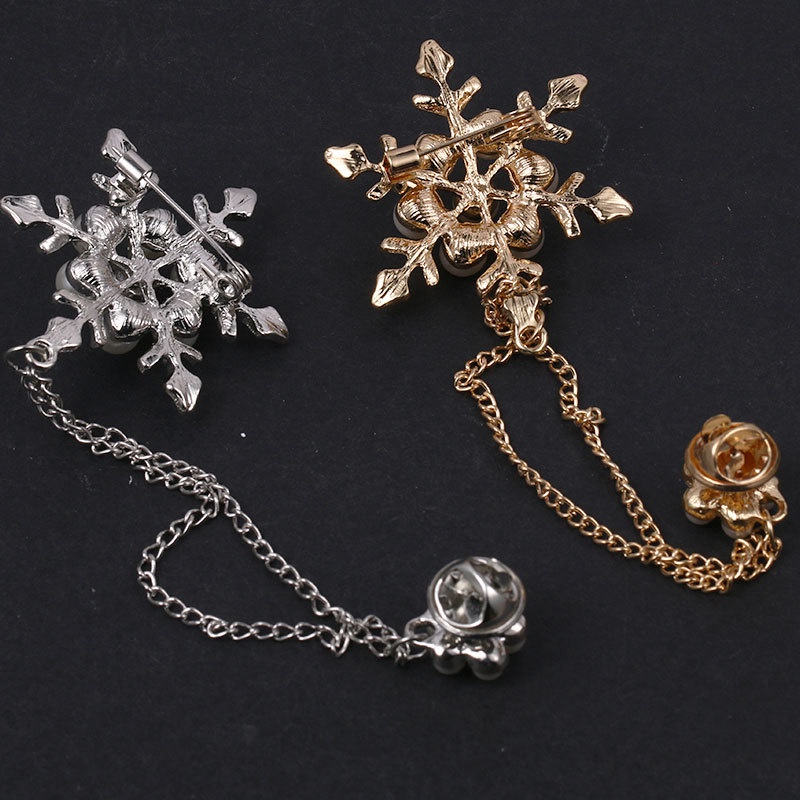 Ghim Cài Áo Hình Bông Tuyết Đính Đá Nhân Tạo Phong Cách Giáng Sinh Mới