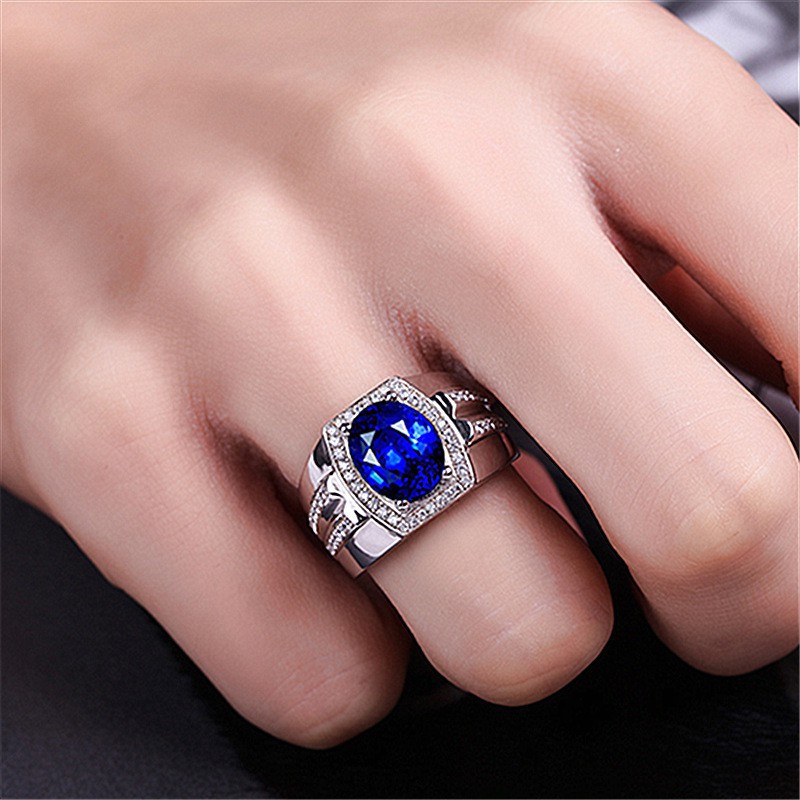 Nhẫn Bạc Nam Nữ Nhẫn Đính Hôn Sapphire Kim Cương