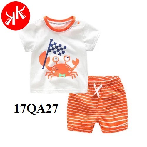 Bộ quần áo mùa hè bé trai cua con đua xe chất liệu cotton thấm hút mồ hôi