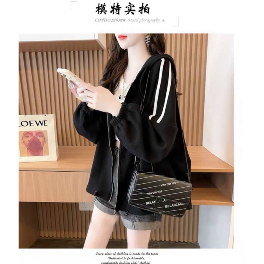 Áo Khoác Nỉ Nữ 3 Sọc Hoodie dáng rộng thể thao in Siêu Hot Ut [NewUnisex]