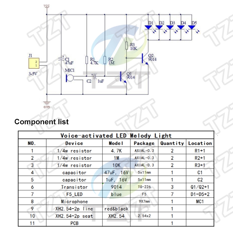 Bộ Bo Mạch Điều Khiển Âm Thanh Điện Tử 3v-5.5v Có Đèn Led | BigBuy360 - bigbuy360.vn