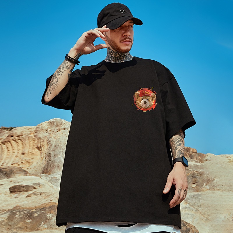 Áo Thun Tay Ngắn Dáng Rộng Phong Cách Âu Mỹ Thời Trang Mùa Hè Dễ Phối Đồ Cho Nam Size M-8XL