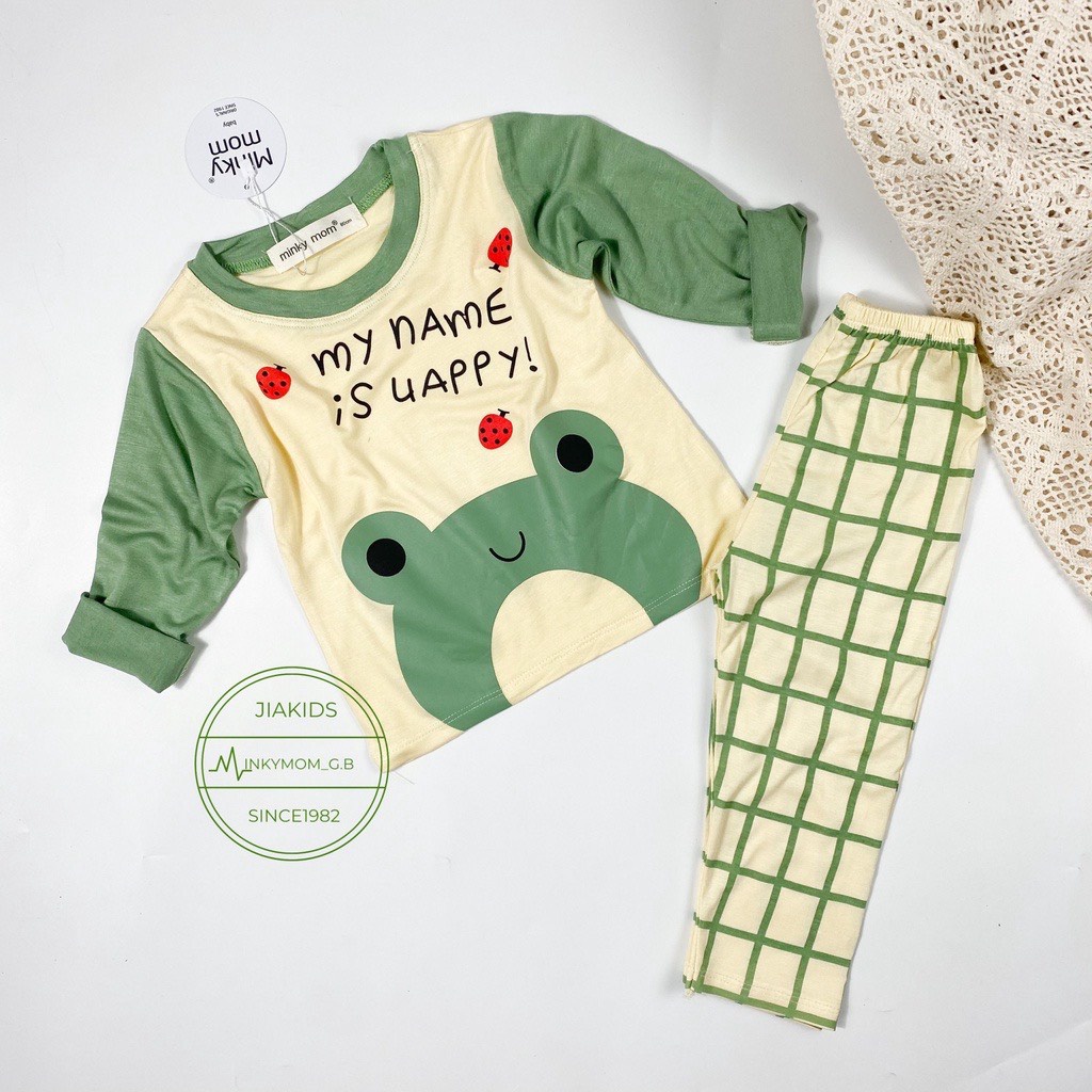 [SALE] Bộ Quần Áo Bé Gái, Bé Trai Minky Mom Động Vật Quần Kẻ, Bộ Dài Tay Thun Lạnh Cho Bé Mặc Nhà MKMTD2231